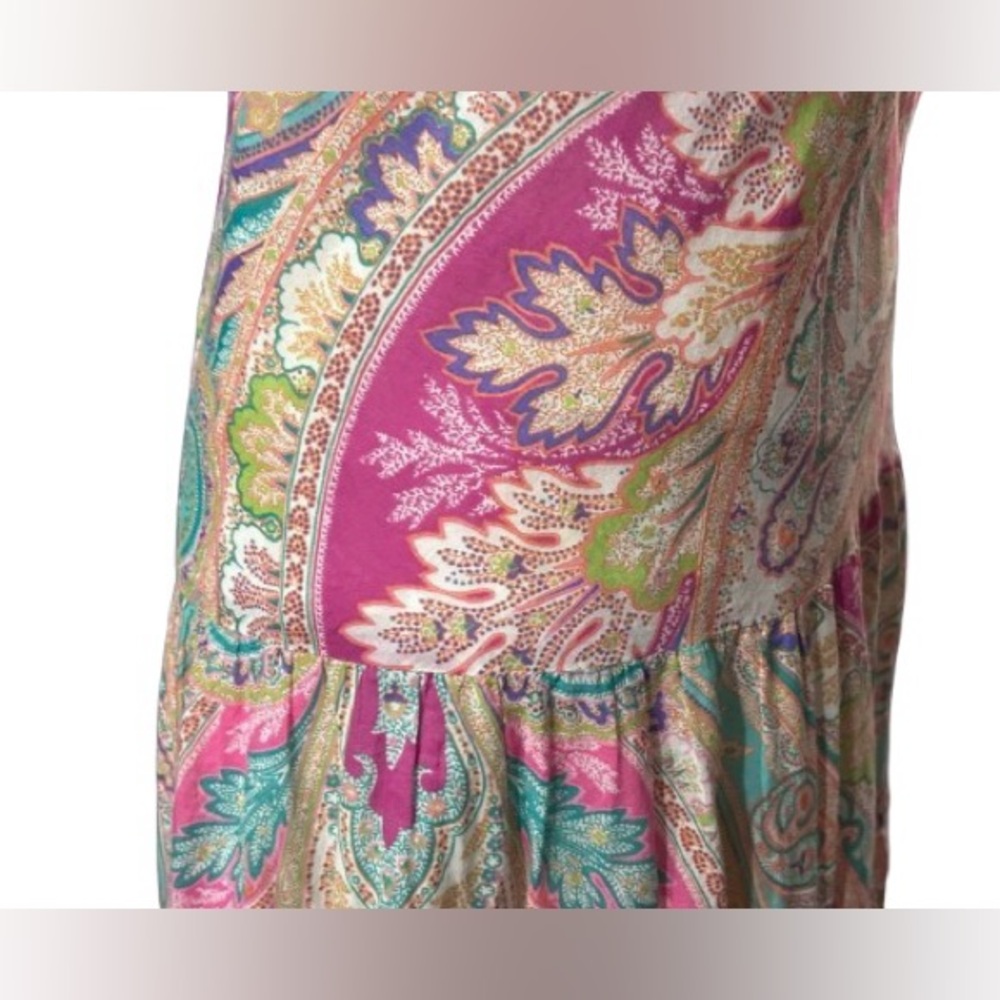 100% Cotton Ralph Lauren 1X Skirt Madi Paisley Boho Pink Aqua Size 18 Size 16 - Picture 7 of 14